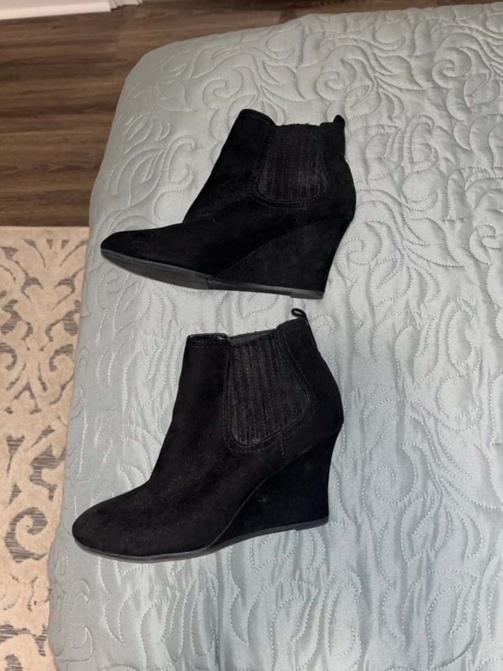 GAP Black Suede Wedge Ankle Boots